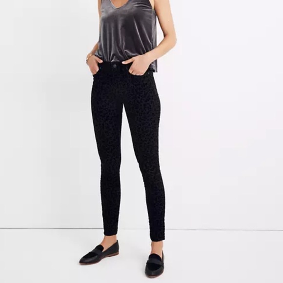 Madewell 9" Mid-Rise Skinny Jeans: Flocked Leopard Edition - Picture 1 of 9